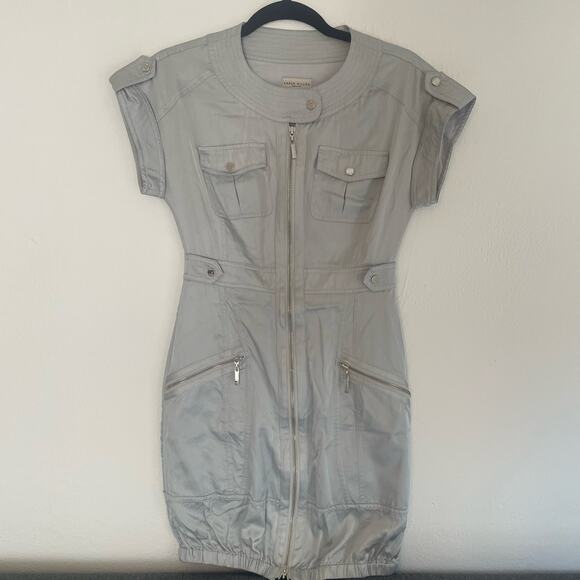 Karen Millen Dresses & Skirts - KAREN MILLEN Womens sz 4 silver dress metallic short sleeve summer festival